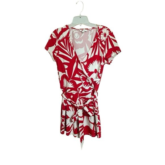 Boden Romper 6p red tropical bloom Caroline Print Belted Jersey Pockets boho - Picture 2 of 9